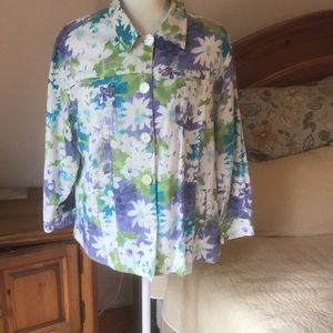 Company Collection Linen Blend Floral Top Size 14